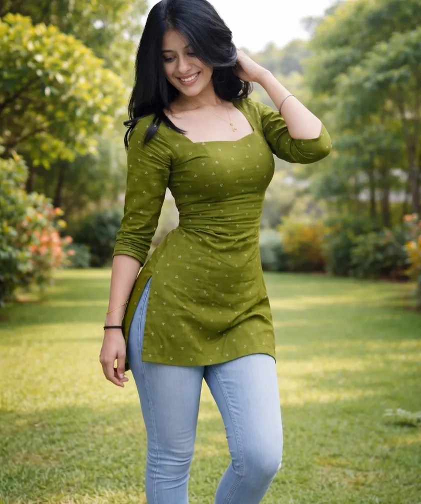 Cross back jaipuri print short kurti (XS)
